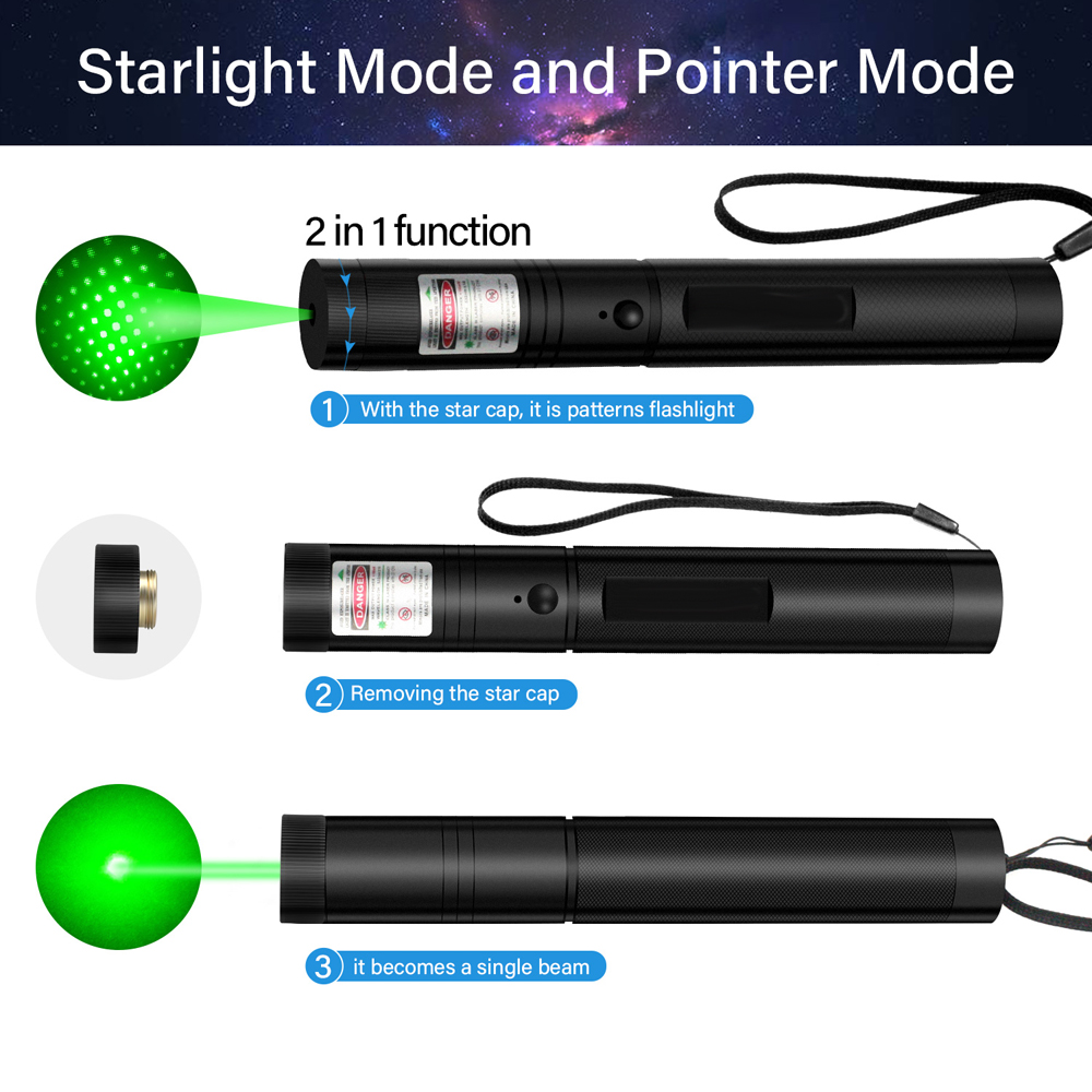 Green Laser Pointer- 10000m USB Charging Built-in Battery