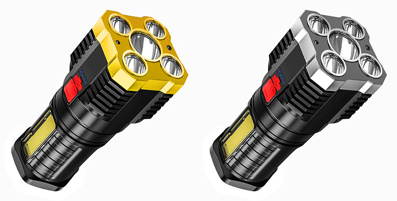 High Power LED Flashlight with 5 Led and COB Side Light Rechargeable