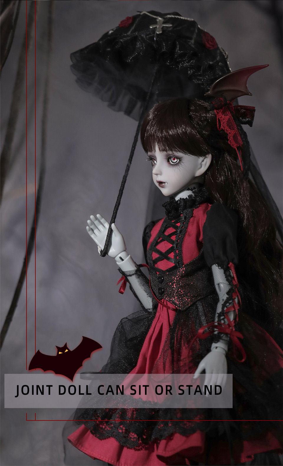 Female Haunted Doll With Bat Wings